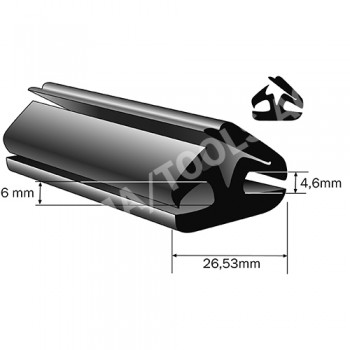 Weatherstrip profile, 26x19 mm, 25 m
