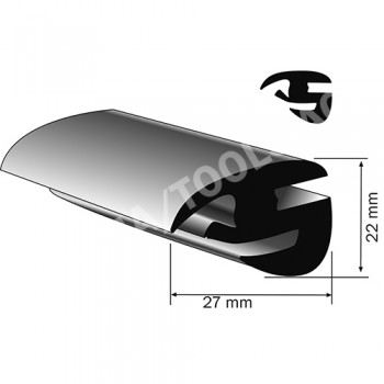 Weatherstrip profile, 22x27 mm, 50 m