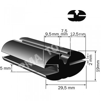 Weatherstrip profile, 29,5x19 mm, 15 m (5113)