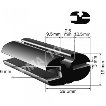 Weatherstrip profile, 29,5x19 mm, 15 m (5124)