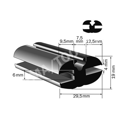 Weatherstrip profile, 29,5x19 mm, 15 m (5125)